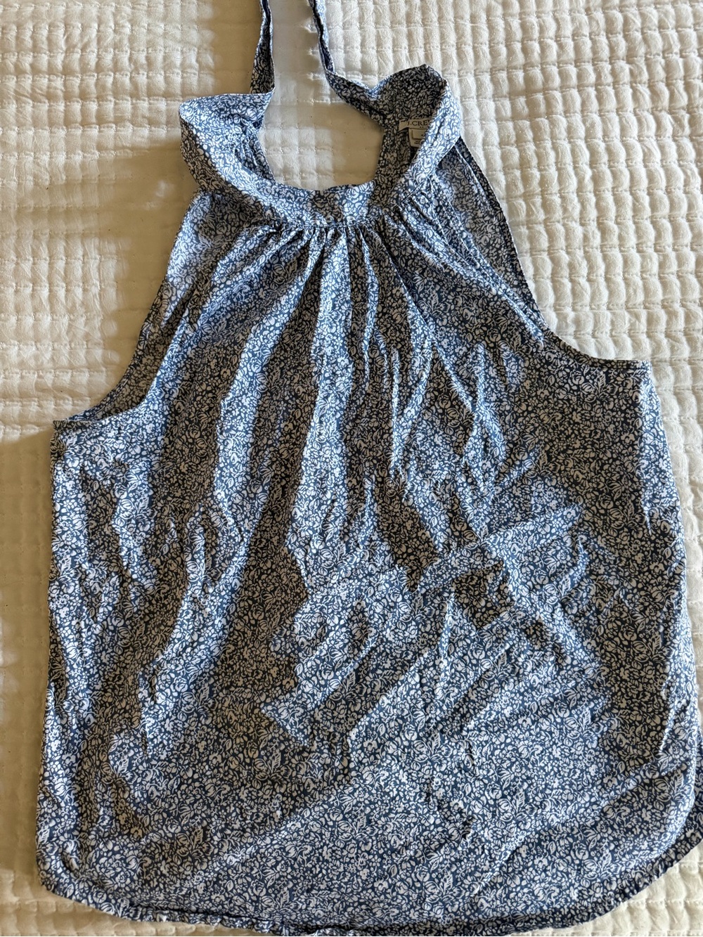 J. Crew Navy and White Floral Halter Tank Top